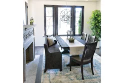 Valencia 72-90" Extension Trestle Dining With Bench + Side Chair Set For 6 7 Valencia 72-90" Extension Trestle Dining With Bench + Side Chair Set For 6 -Home Furniture 101500 grey wood dining set room 7