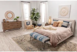 Dean Sand Queen Upholstered Panel Bed -Home Furniture 102212 beige fabric upholstered panel bed room 23