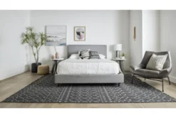 Dean Charcoal California King Upholstered Panel Bed -Home Furniture 102219 grey fabric bed room 41