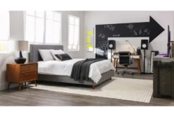 Dean Charcoal Full Upholstered Panel Bed -Home Furniture 102768 grey fabric bed room 47