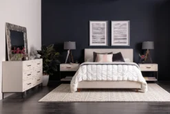 Dean Sand Full Upholstered Panel Bed -Home Furniture 102774 beige fabric upholstered panel bed room 22