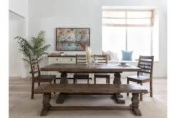 Caden 84" Dining With Bench + Side Chair Set For 6 -Home Furniture 215766 natural wood dining set room 41