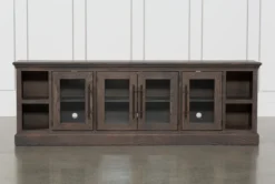 Wakefield 97" TV Stand With Glass Doors -Home Furniture 225443 brown wood tv stand 2