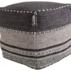 Pouf-Black And Grey Tassled