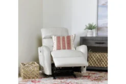 Cici Pearl Leather Power Rocker Recliner With Power Headrest & USB -Home Furniture 240973 beige leather recliner room 35