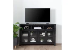Oxford 70" TV Stand With Glass Doors -Home Furniture 241091 brown wood media console room 35