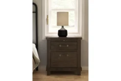 Jaxon Grey 28" 2 Drawer Nightstand -Home Furniture 241124 grey wood nightstand room 46