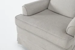 Bailey Linen Flare Arm Wing Skirted Swivel Glider -Home Furniture 244534 natural fabric accent chair detail 44