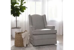 Bailey Linen Flare Arm Wing Skirted Swivel Glider -Home Furniture 244534 natural fabric swivel glider room 61
