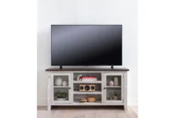 Dixon White 65" Tv Stand With Glass Doors -Home Furniture 244782 white wood media console room 35