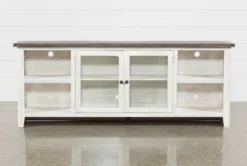 Dixon White 84" TV Stand With Glass Doors -Home Furniture 244783 white wood 84 inch tv stand 2