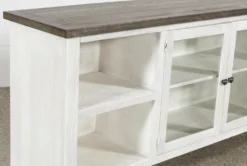 Dixon White 84" TV Stand With Glass Doors -Home Furniture 244783 white wood 84 inch tv stand 4