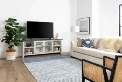 Dixon White 84" TV Stand With Glass Doors -Home Furniture 244783 white wood tv stand room 15