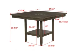 Sutton Brown 48" Square Counter Table -Home Furniture 245034 grey wood counter height table detail 45