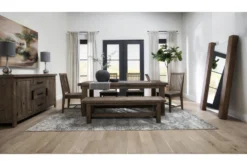 Gables 81-99" Extension Dining With Bench + Side Chair Set For 6 -Home Furniture 246106 brown wood dining set room 35