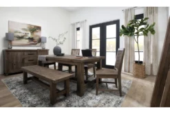 Gables 81-99" Extension Dining With Bench + Side Chair Set For 6 -Home Furniture 246106 brown wood dining set room 36