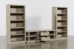 Pierce Natural 3 Piece Wall With 72" Tv Stand And Bookcase Piers -Home Furniture 246710 grey wood media wallentertainment center storage 03