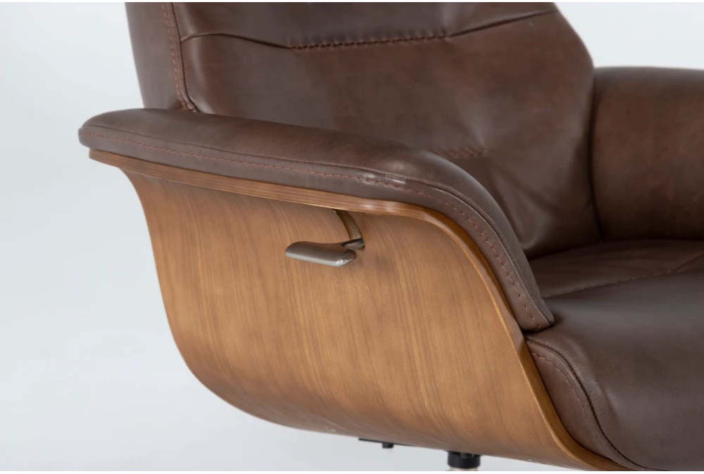 Amala Brown Leather Reclining Swivel Chair With Adjustable Headrest 7 Amala Brown Leather Reclining Swivel Chair With Adjustable Headrest - Image 7