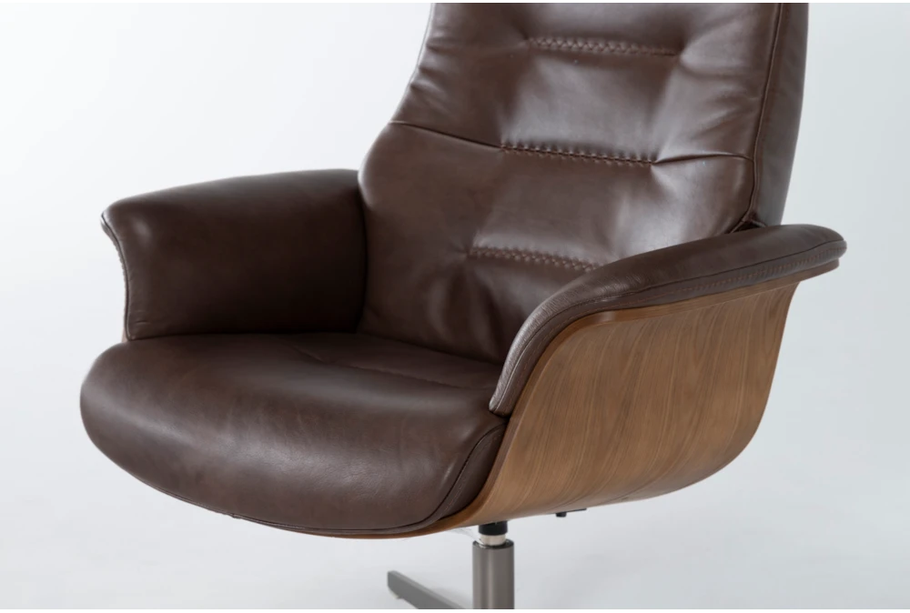 Amala Brown Leather Reclining Swivel Chair With Adjustable Headrest 8 Amala Brown Leather Reclining Swivel Chair With Adjustable Headrest - Image 8