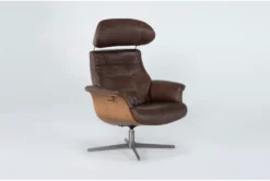 Amala Brown Leather Reclining Swivel Chair With Adjustable Headrest 16 Amala Brown Leather Reclining Swivel Chair With Adjustable Headrest -Home Furniture 246953 brown leather accent chair side 22
