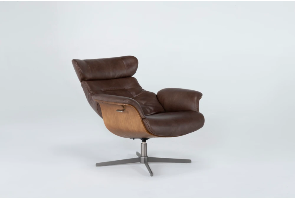 Amala Brown Leather Reclining Swivel Chair With Adjustable Headrest 6 Amala Brown Leather Reclining Swivel Chair With Adjustable Headrest - Image 6