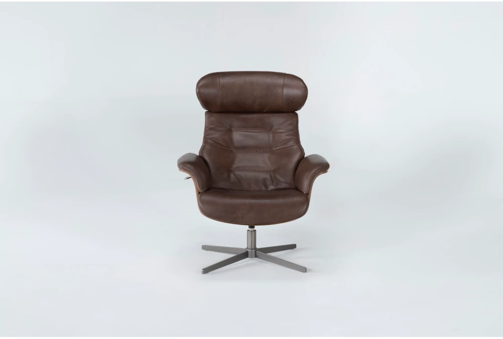 Amala Brown Leather Reclining Swivel Chair With Adjustable Headrest 2 Amala Brown Leather Reclining Swivel Chair With Adjustable Headrest - Image 2