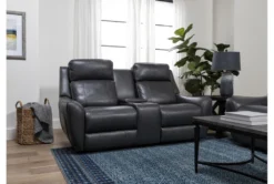 Bridget Grey 74" Power Reclining Console Loveseat With Power Headrest, Lumbar & USB -Home Furniture 248841 grey polyester console loveseat room 34