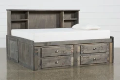 Summit Grey Full Bookcase Daybed Bed With 4-Drawer Storage Unit