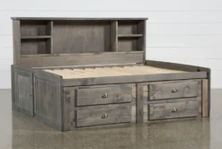 Summit Grey Full Bookcase Daybed Bed With 4-Drawer Storage Unit 15 Summit Grey Full Bookcase Daybed Bed With 4-Drawer Storage Unit -Home Furniture 249089 grey wood bed slats 03