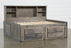 Summit Grey Full Bookcase Daybed Bed With 2-Drawer Captains Trundle -Home Furniture 249090 grey wood bed slats 04