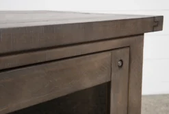 Jaxon Grey 68" TV Stand With Glass Doors 13 Jaxon Grey 68" TV Stand With Glass Doors -Home Furniture 249579 grey wood media console detail 06