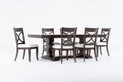 Sorensen 86-114" Extension Pedestal Dining With Side Chair Set For 6