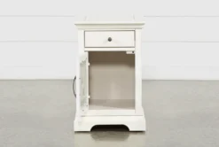 Belle White Chairside Table -Home Furniture 250741 white wood chairside table storage 04