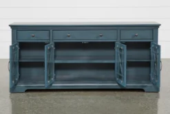 Belle Blue 70" TV Stand With Glass Doors -Home Furniture 250744 blue wood media console storage 04 1