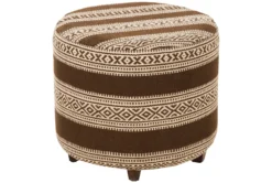 Brown Hand Woven Geo Stripe Ottoman
