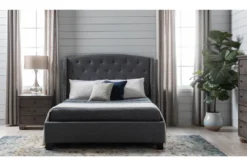 Farrah II Grey Queen Upholstered Panel Bed -Home Furniture 251653 grey fabric upholstered bed room 07