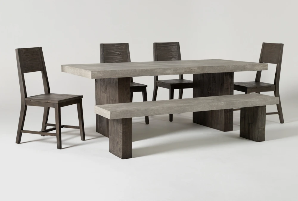 Titan 82" Dining With Bench + Side Chair Set For 6 2 Titan 82" Dining With Bench + Side Chair Set For 6 - Image 2