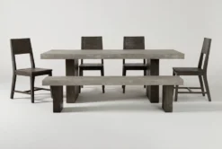 Titan 82" Dining With Bench + Side Chair Set For 6