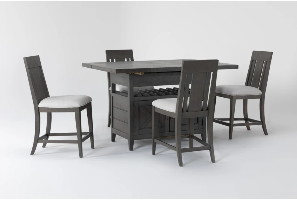 Concord 26-42" Extension Counter With Wood Back Stool Set For 4 2 Concord 26-42" Extension Counter With Wood Back Stool Set For 4 - Image 2