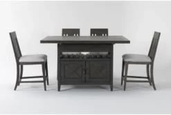 Concord 26-42" Extension Counter With Wood Back Stool Set For 4