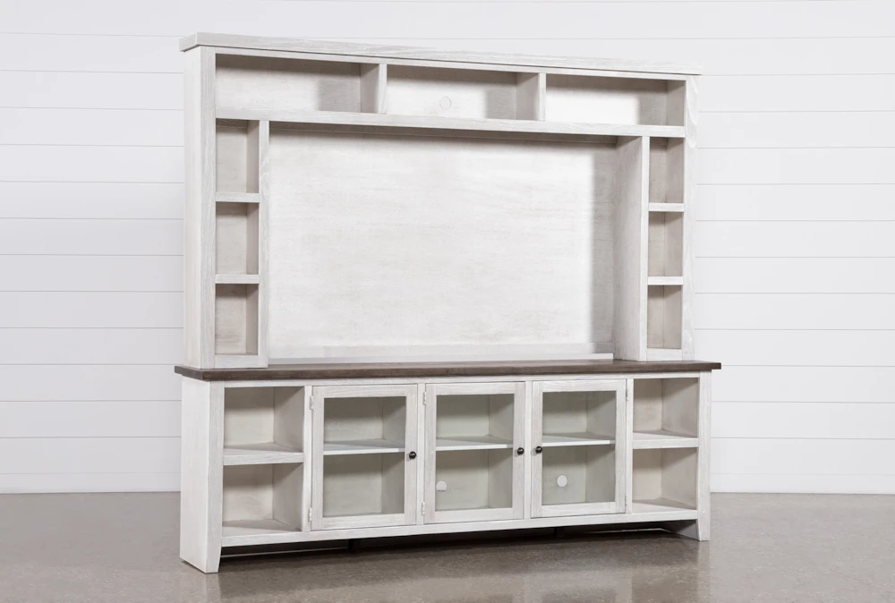 Dixon White 97" 2 Piece Entertainment Center With Glass Doors 1 Dixon White 97" 2 Piece Entertainment Center With Glass Doors