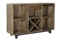 Grey Wash Starburst Hand Carved Bar -Home Furniture 255183 grey wood bar cabinet storage 04