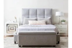 Boswell King Upholstered Panel Bed -Home Furniture 255558 grey fabric bed room 46