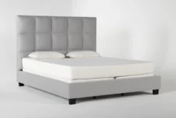 Boswell King Upholstered Panel Bed -Home Furniture 255558 grey fabric bed side 19