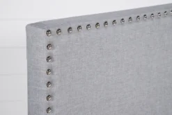 Colleen Queen Upholstered Panel Bed -Home Furniture 256053 grey fabric bed detail 03