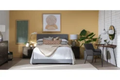 Colleen Queen Upholstered Panel Bed -Home Furniture 256053 grey fabric bed room 41