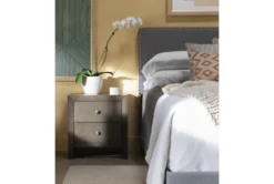 Colleen Queen Upholstered Panel Bed -Home Furniture 256053 grey fabric bed room 42