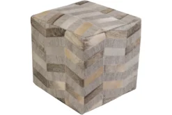 Pouf-Hair On Hide Chevron Gray And Cream