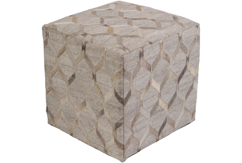 Pouf-Hair On Hide Diamond Pattern Gray And Cream 1 Pouf-Hair On Hide Diamond Pattern Gray And Cream