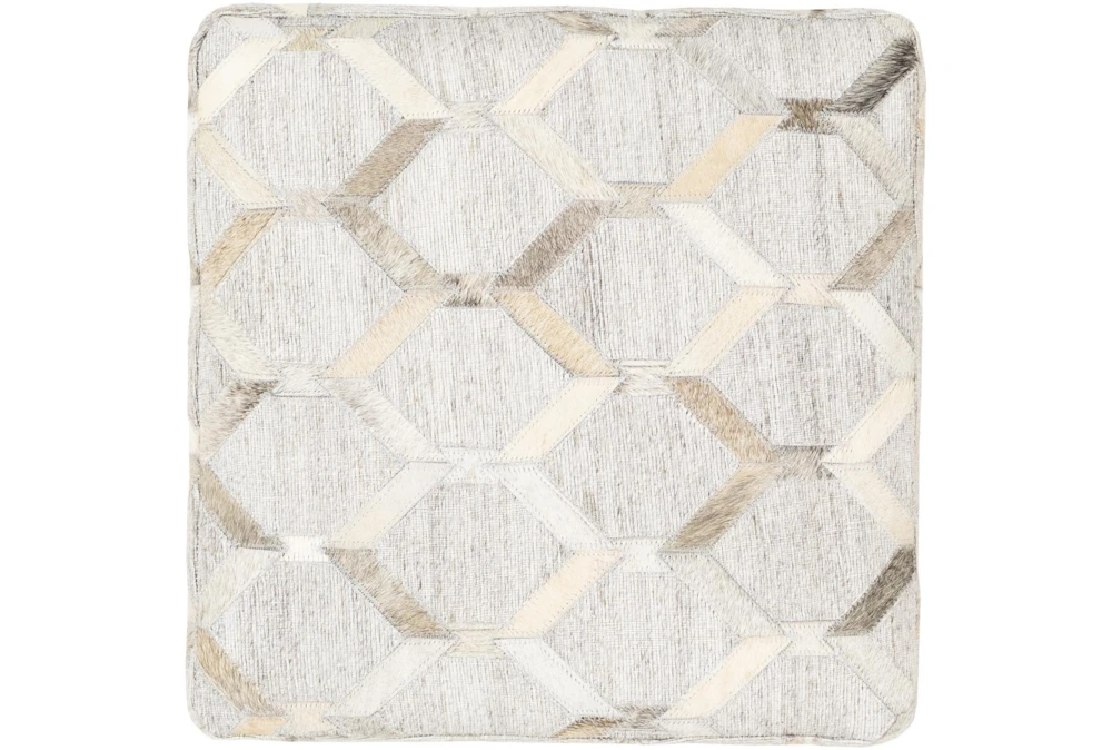 Pouf-Hair On Hide Diamond Pattern Gray And Cream 2 Pouf-Hair On Hide Diamond Pattern Gray And Cream - Image 2